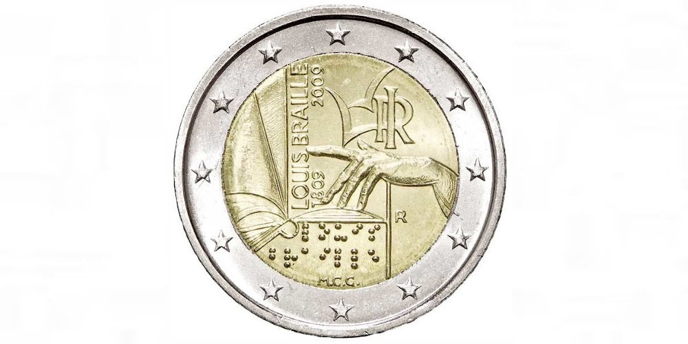 2 EUROS ITALIA 2009 LUIS BRAILLE