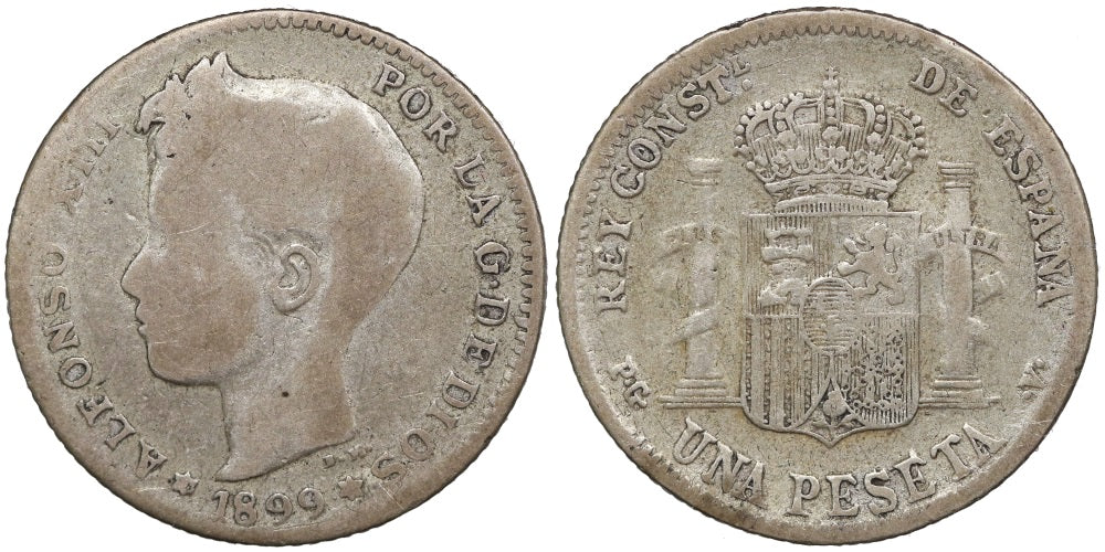 FALSA DE EPOCA 1 PESETA 1899 PGV