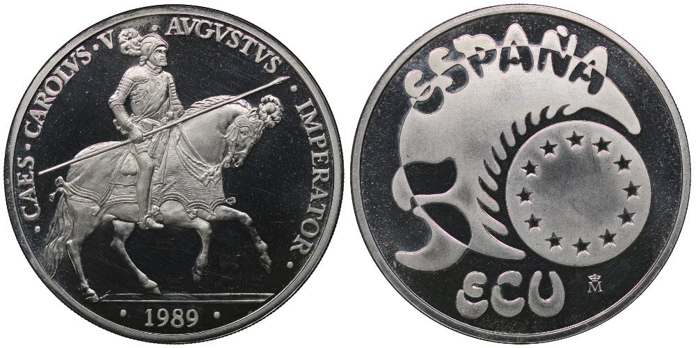 ESPAÑA 5 ECUS 1989 CARLOS I DE ESPAÑA Y V DE ALEMANIA