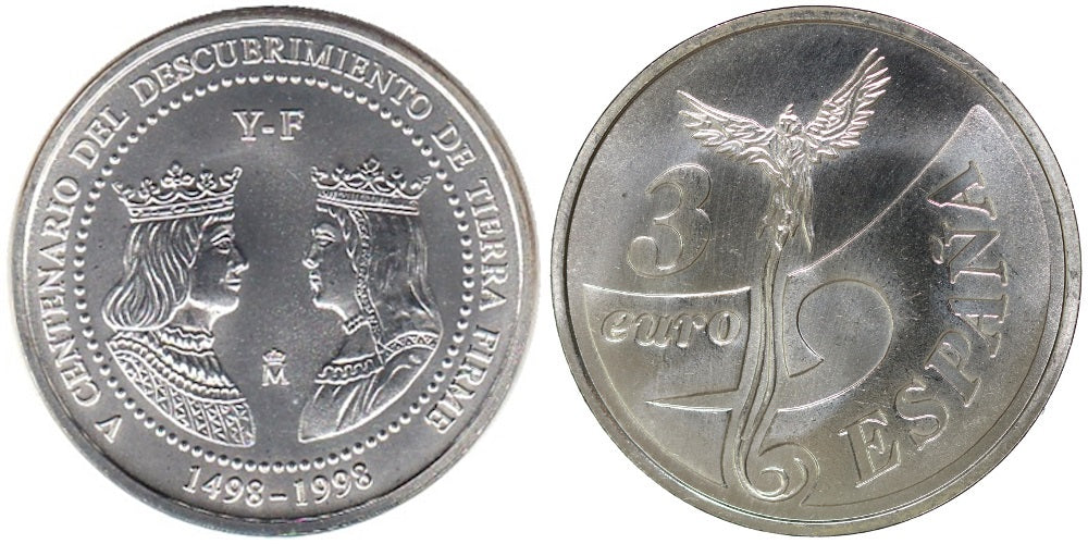 ESPAÑA 3 EUROS 1998 500 AÑOS DEL DESCUBRIMIENTO