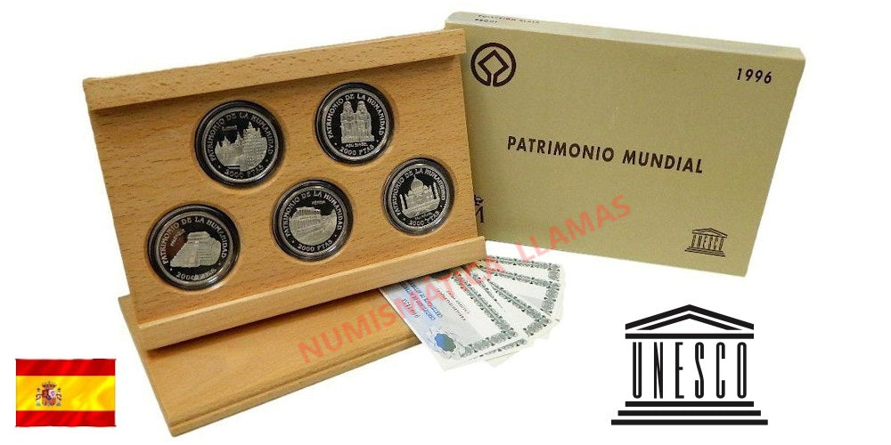 ESPAÑA UNESCO 1996 SERIE COMPLETA EN PLATA