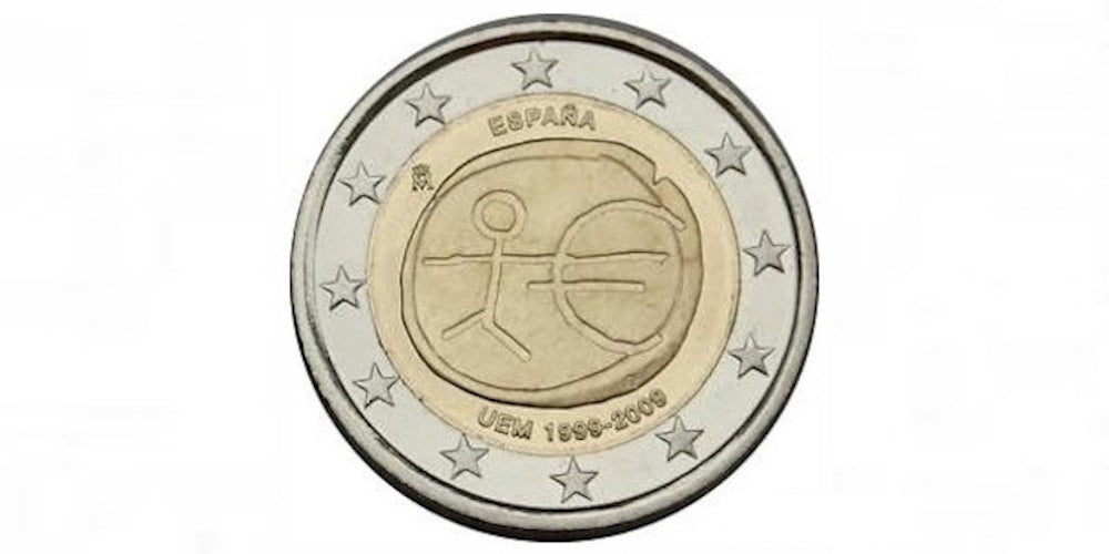 2 EUROS ESPAÑA 2009 X ANIVº DEL EURO (ESTRELLAS GRANDES)