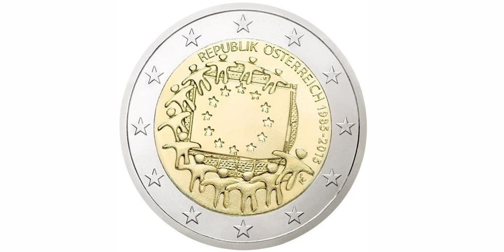 2 EUROS AUSTRIA 2015 XXX ANIVERSARIO DE LA BANDERA