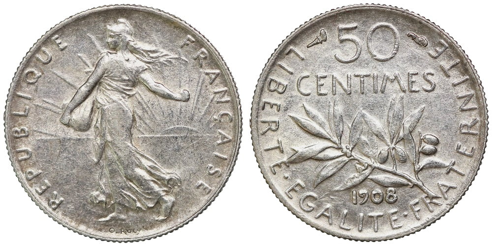 FRANCIA 50 CENTIMOS 1908