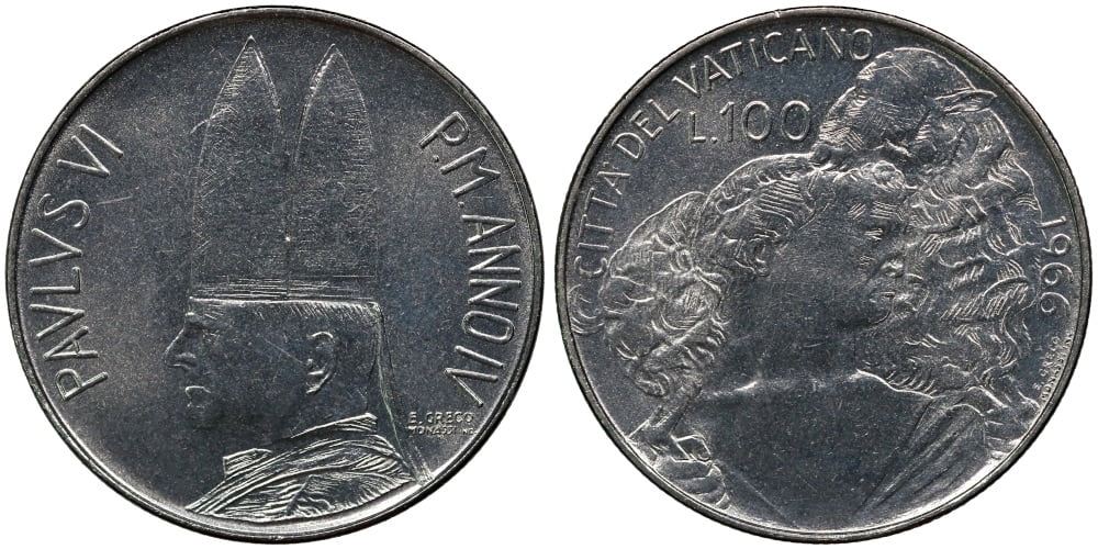VATICANO 100 LIRAS 1966