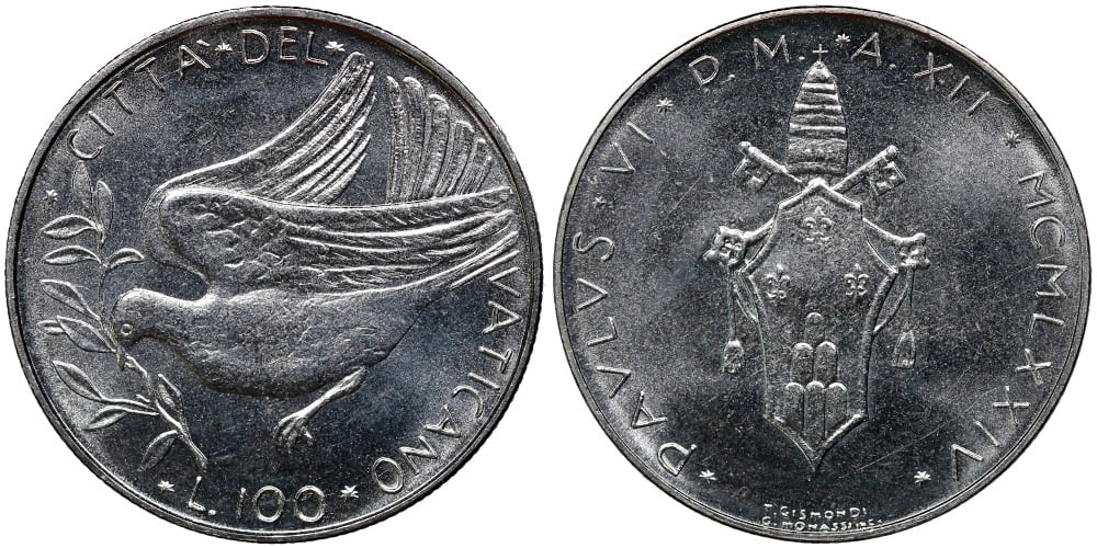 VATICANO 100 LIRAS 1974