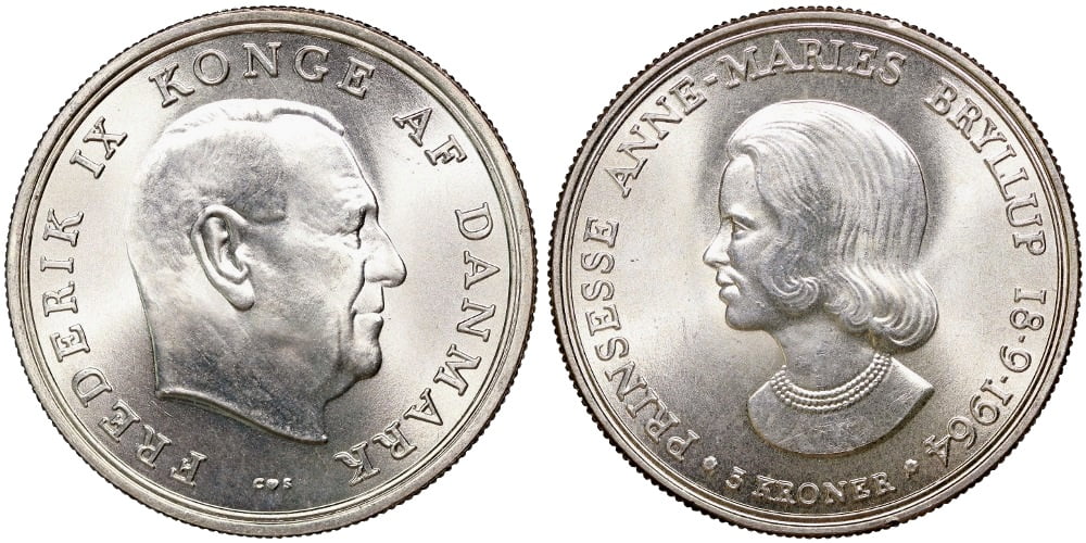 DINAMARCA 5 KRONER 1964