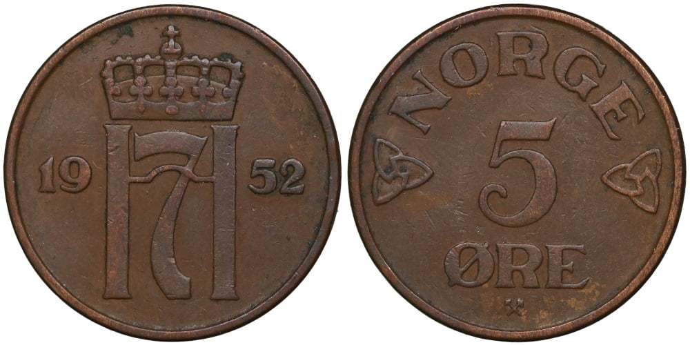 NORUEGA 5 ORE 1952