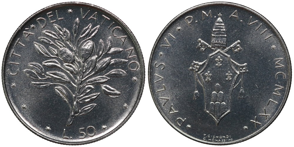 VATICANO 50 LIRAS 1970