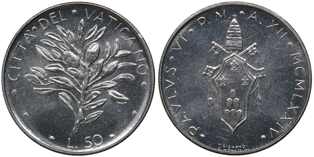 VATICANO 50 LIRAS 1974