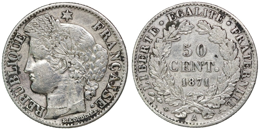 FRANCIA 50 CENTIMES 1871 A