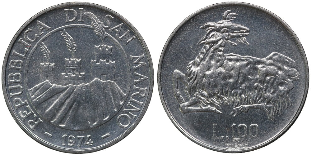 SAN MARINO 100 LIRAS 1974