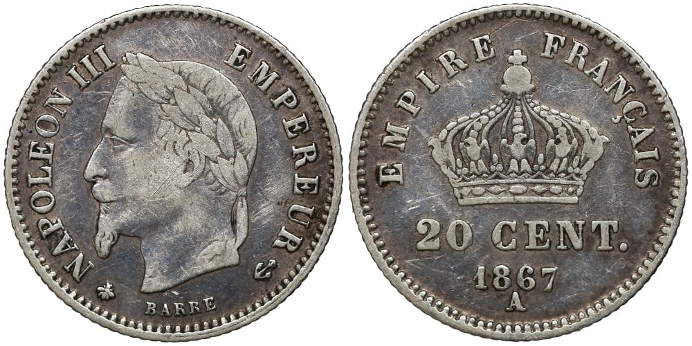 FRANCIA 20 CENTIMES 1867 A