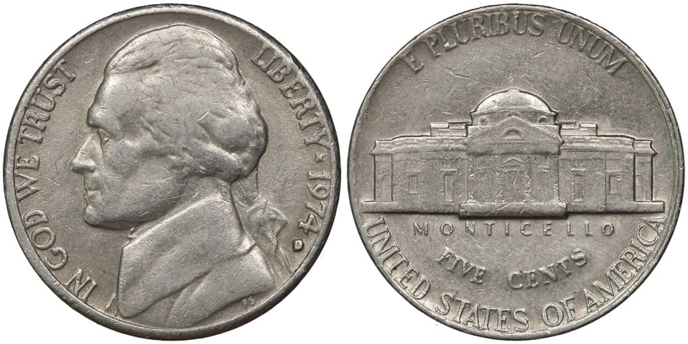 USA 5 CENTAVOS 1974 D