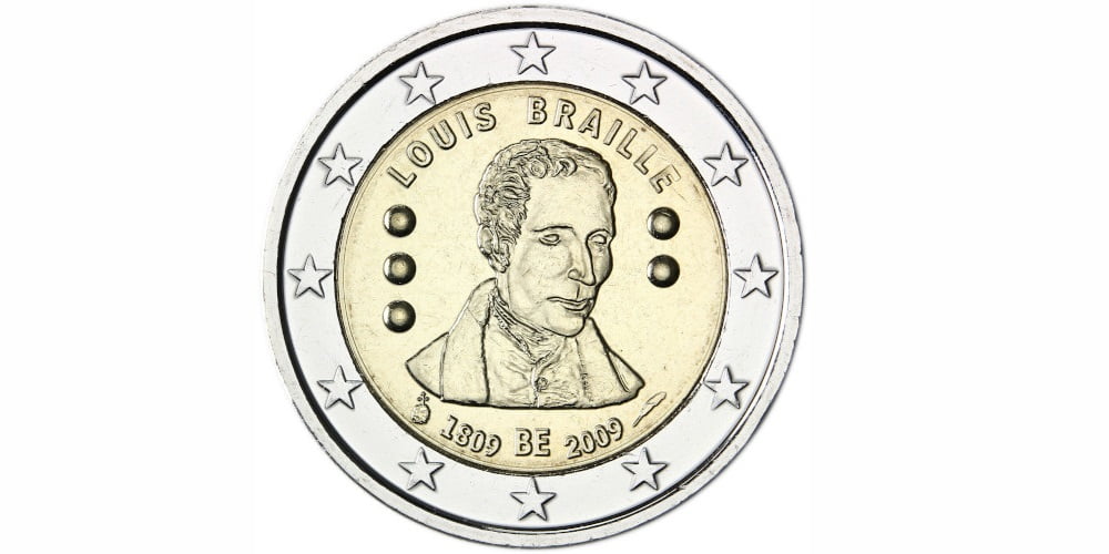 2 EUROS BELGICA 2009 200 ANIVERSARIO DE LUIS BRAILLE