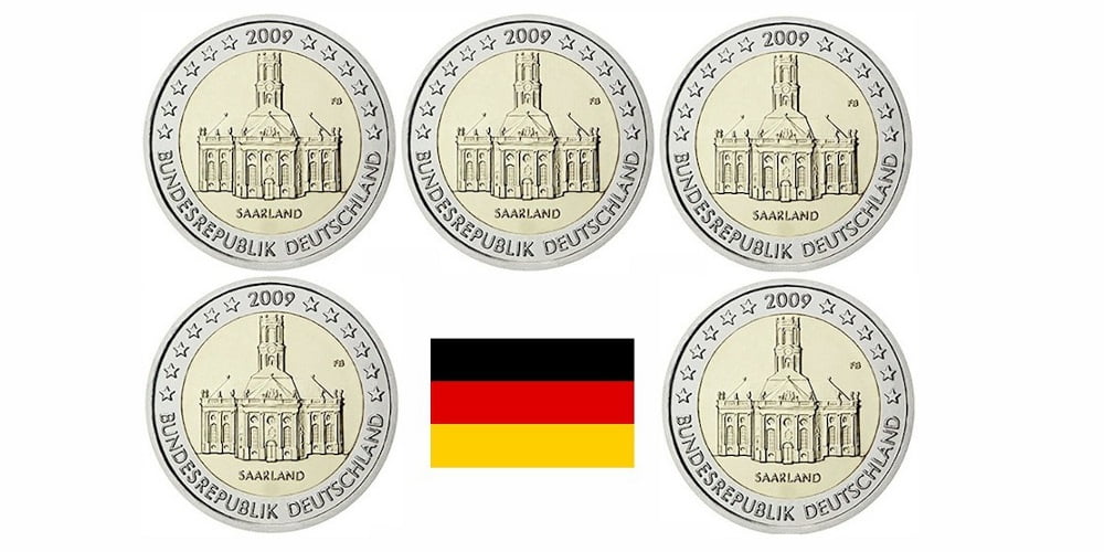 2 EUROS ALEMANIA 2009 CASTILLO DE SAARLAND (5 LETRAS)