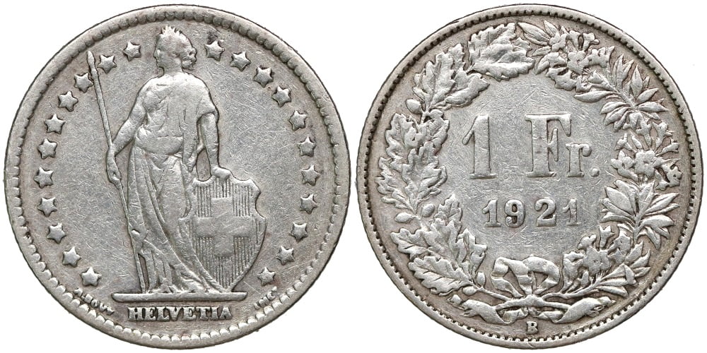 SUIZA 1 FRANCO 1921