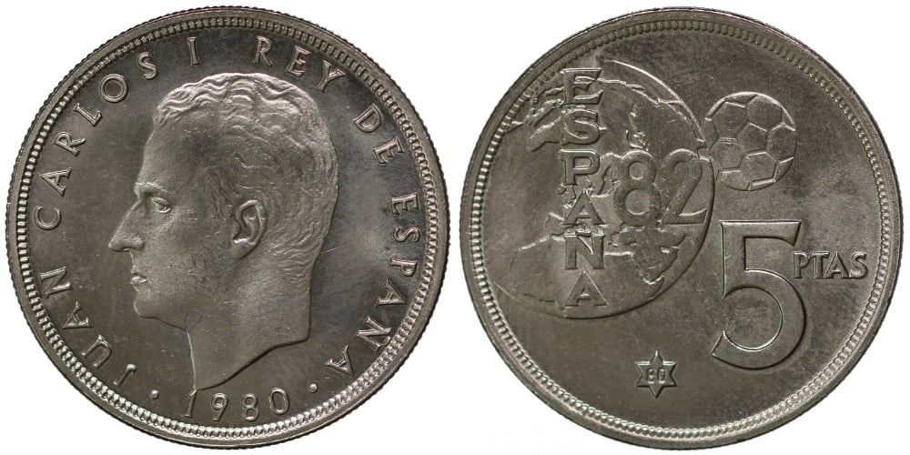 JUAN CARLOS I 5 PESETAS 1980*80 FUTBOL