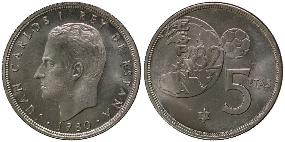 JUAN CARLOS I 5 PESETAS 1980*81 FUTBOL