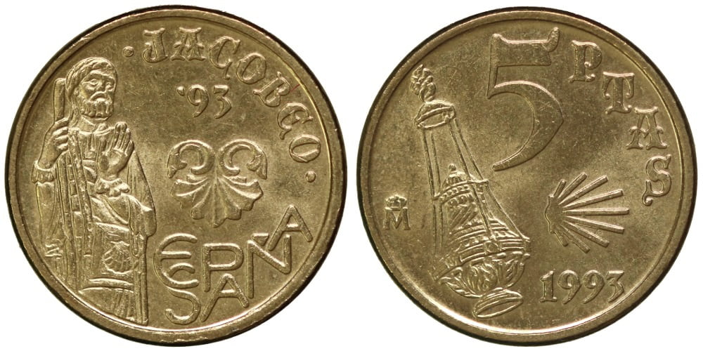 JUAN CARLOS I 5 PESETAS 1993 JACOBEO