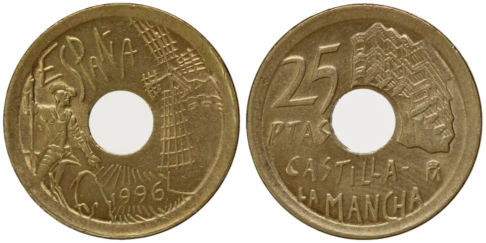 JUAN CARLOS I 25 PESETAS 1996 CAST. LA MANCHA
