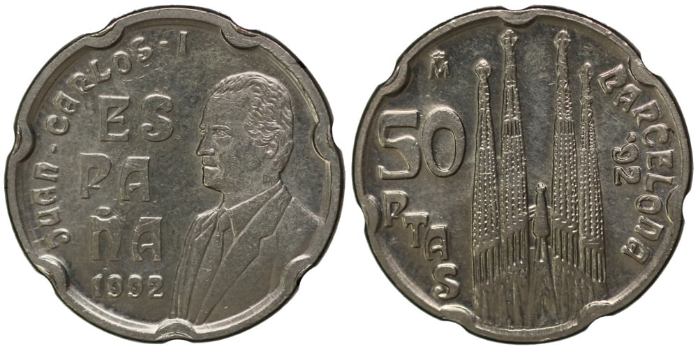JUAN CARLOS I 50 PESETAS 1992 LA SAGRADA FAMILIA
