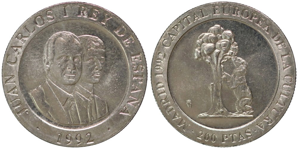 JUAN CARLOS I 200 PESETAS 1992 OSO Y MADROÑO