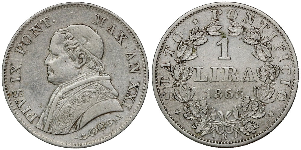 VATICANO 1 LIRA 1866-XXI
