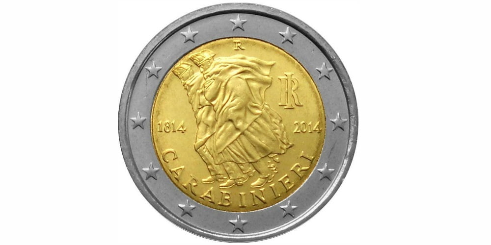 2 EUROS ITALIA 2014 CARABINIERI 1814-2014