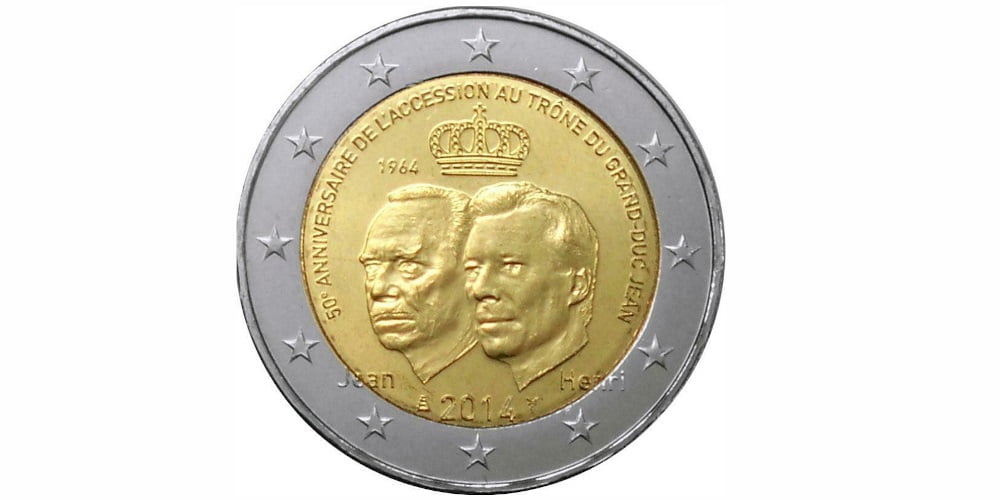 2 EUROS LUXEMBURGO 2014 150 AÑOS DE LA ASCENSION AL TRONO
