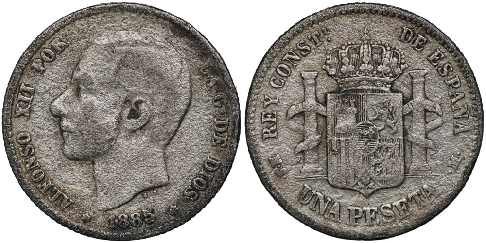 FALSA DE EPOCA 1 PESETA 1885