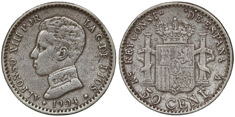 FALSA DE EPOCA 50 CENTIMOS 1904