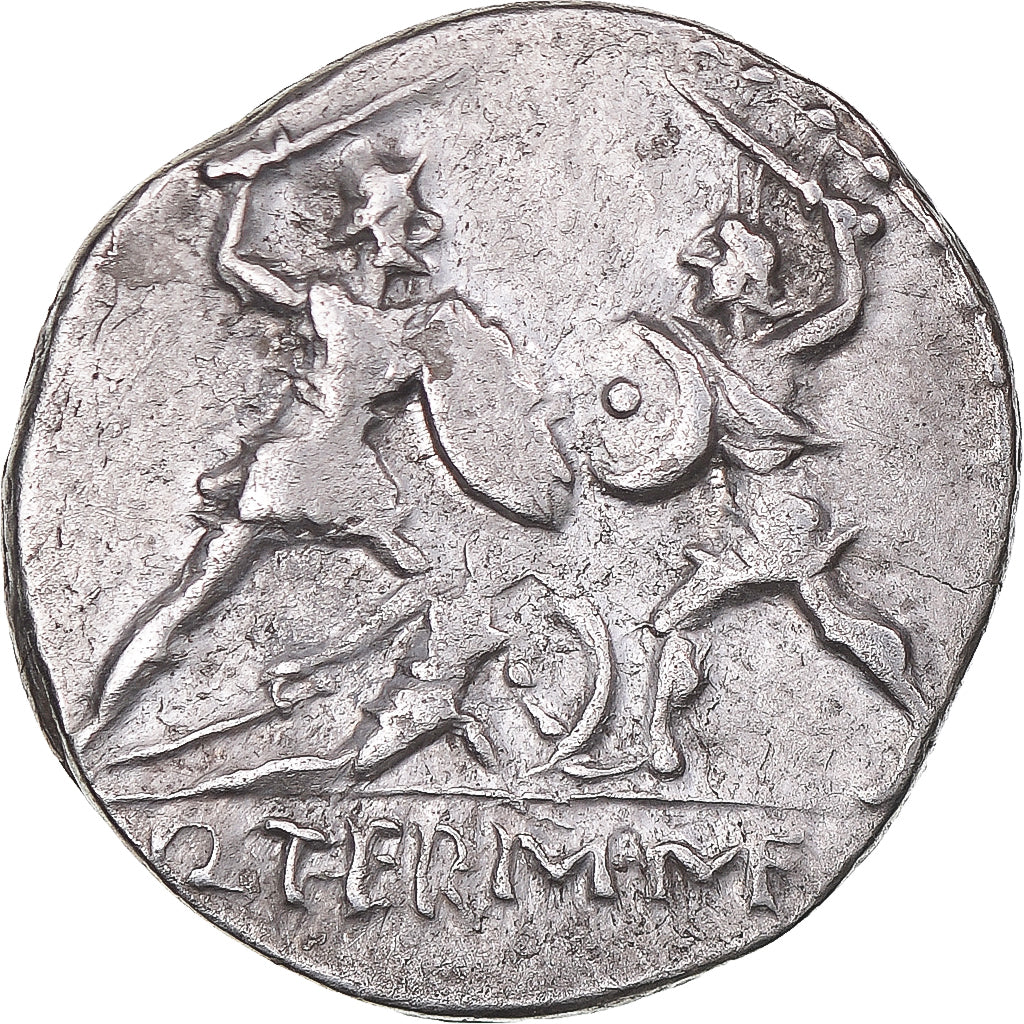 Acuñar, 
  
  Q. Minucio Termo M. f., 
  
  Dinar