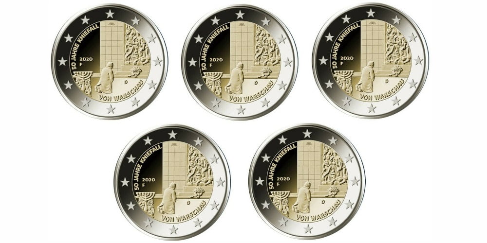 2 EUROS ALEMANIA 2020 50 AÑOS DE LA GENUFLEXION DE VARSOVIA (5 LETRAS)