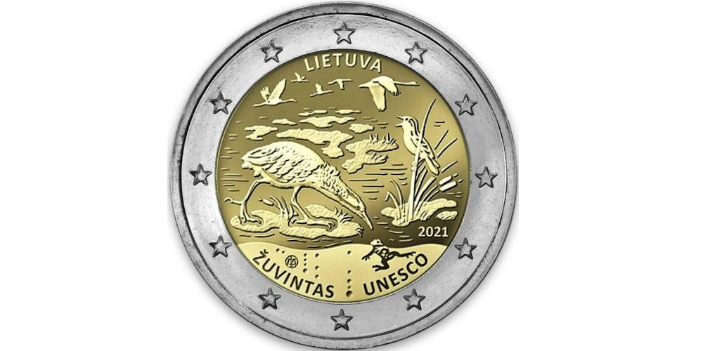 2 EUROS LITUANIA 2021  RESERVA DE LA BIOSFERA «ZUVINTAS»