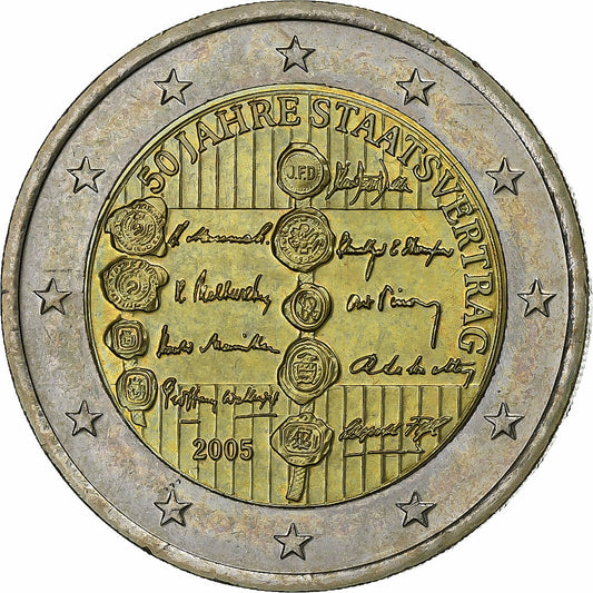 Austria, 
  
  2 euros, 
  
  50. Jahrestag der Traité d'Etat