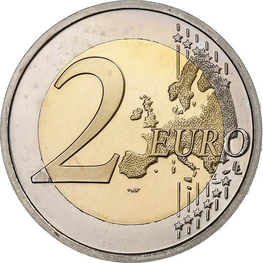 Bélgica, 
  
  2 euros, 
  
  30 años Bandera de la Unión Europea