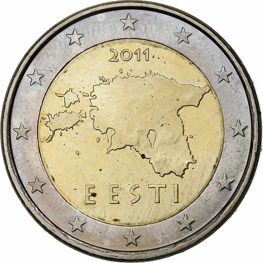 Estonia,
 
 2 euros,
 
 Tarjeta de Estonia
