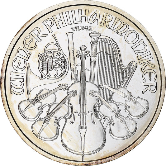 Austria, 

1,5 euros / 1 Unze, 

Orquesta Filarmónica