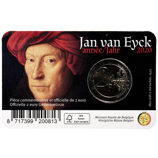 Bélgica, 
  
  2 euros, 
  
  Jan Van Eyck