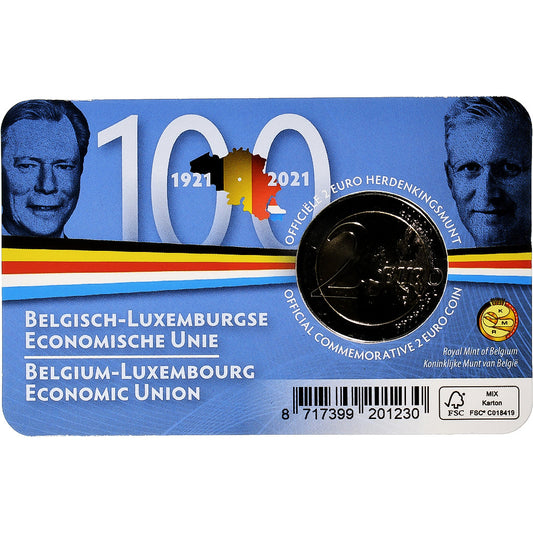 Bélgica, 
  
  2 euros, 
  
  Wirtschaftsunion Bélgica-Luxemburgo
