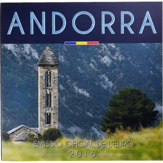 andorra, 
  
  Setze 1 ud. - 2 euros, 
  
  Münzkaarta. BU
