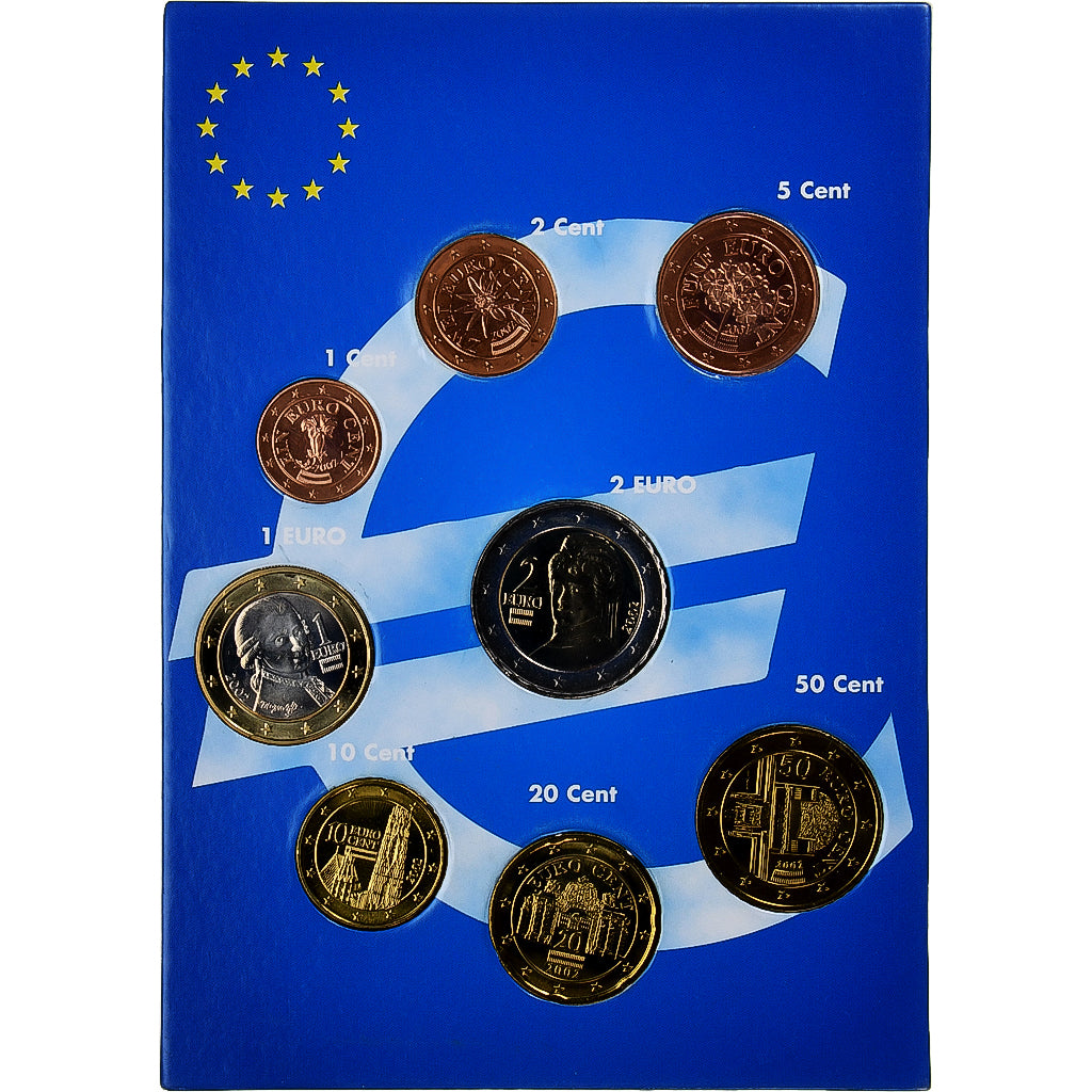 Austria,

Juego de 1 c. - 2 euros,

Juego europeo