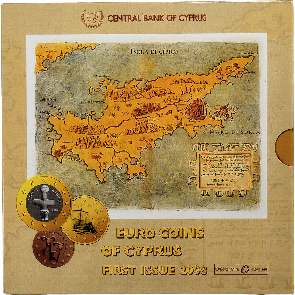 Chipre, 
  
  Setze 1 ud. - 2 euros, 
  
  FDC