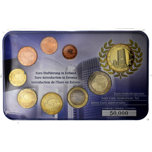 tierra del este, 
  
  Setze 1 ud. - 2 euros + Jeton, 
  
  10. Jahrestag – Einführung des Euros