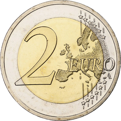 tierra del este, 
  
  2 euros, 
  
  30 Jahre vor dem Drapeau de l'UE
