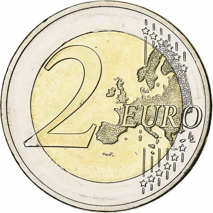 tierra del este, 
  
  2 euros, 
  
  10 años Euro-Bargeld