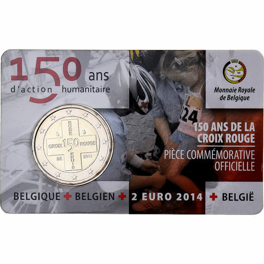 Bélgica, 

2 euros, 

150 años de la Cruz Roja