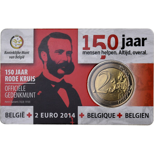 Bélgica, 

2 euros, 

150 años de la Cruz Roja