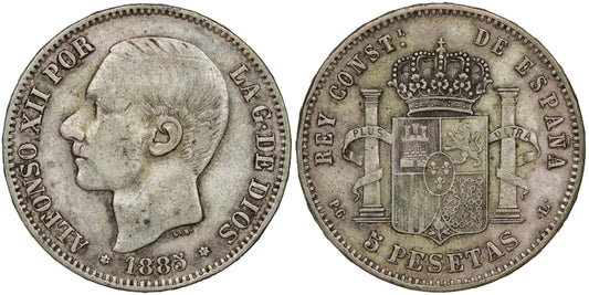 FALSA DE EPOCA; ALFONSO XII  5 PESETAS 1885 PGL